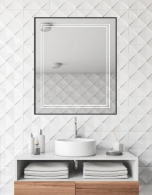  Miroir de salle de bains LED cadre aluminium - Alma
